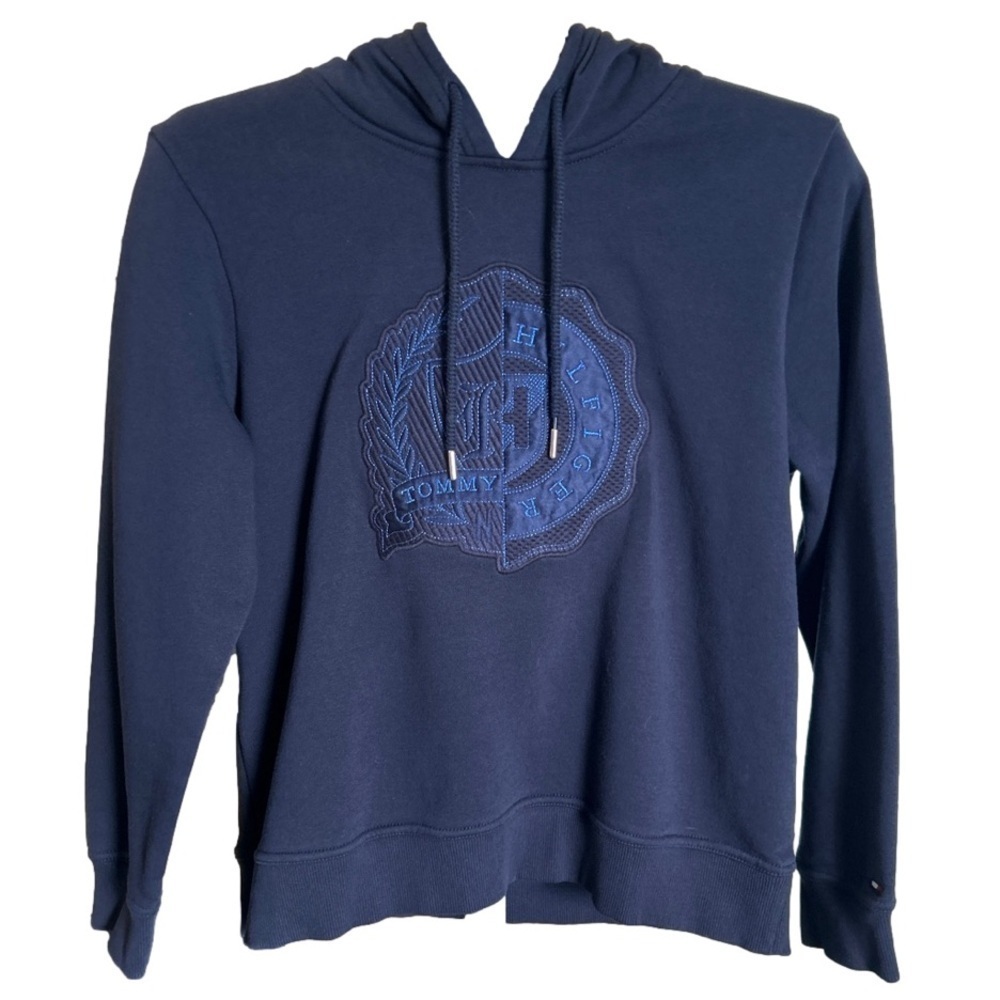 Tommy Hilfiger Men's Navy Blue Crest Hoodie, Medium